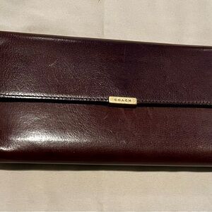 Lg. Coach Burgundy Leather Wallet with Gold Accent w/checkbook holder insert.